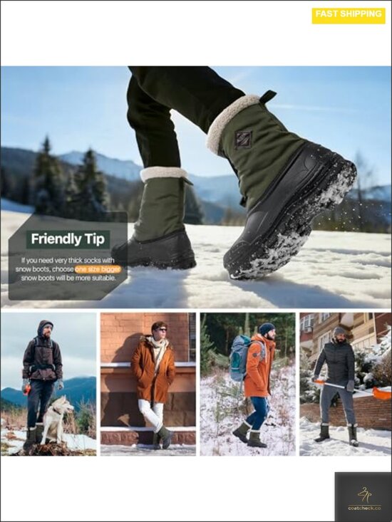 Men\'s Insulated Waterproof Snow Boots Non-Slip Warm Plush Lined Tactical Winter
